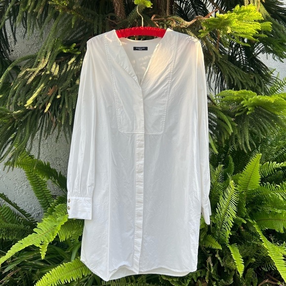 Guess Marciano Crisp White Cotton Shirtdress | Button-Down Bib-Front Dress | S - Picture 14 of 14
